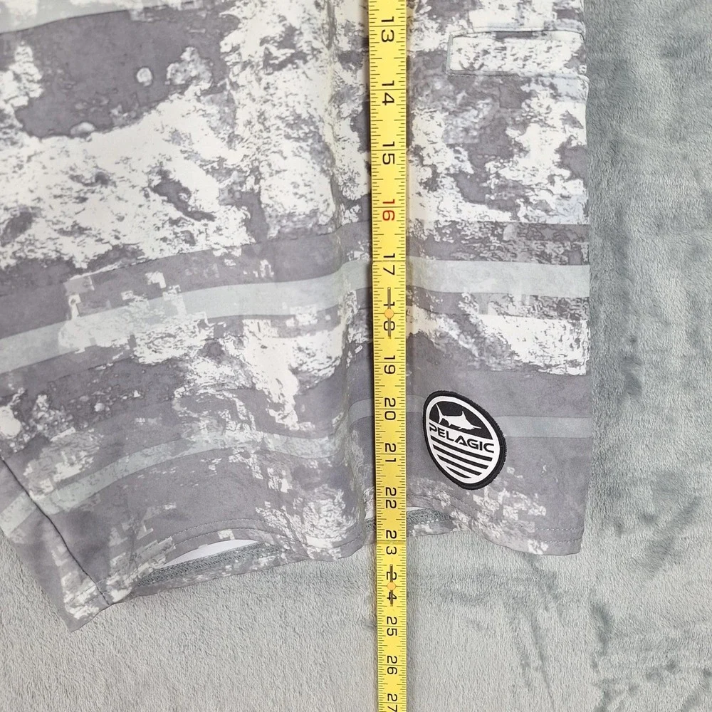 Pelagic Board Shorts Mens 38 Gray Camo Argonaut Fishing Swim Trunks Performance